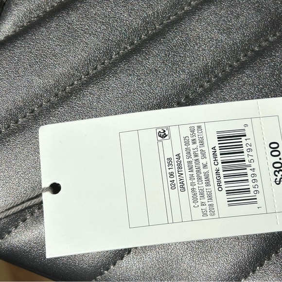 NWT A new day boxy gray metallic quilted purse crossbody bag - Picture 6 of 8